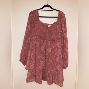 Pink Lily Floral Long Sleeve Dress